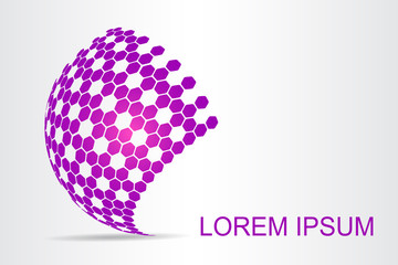 Logo stylized spherical surface with abstract shapes