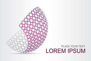 Logo stylized spherical surface with abstract shapes