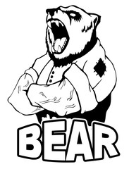 Isolated vector illustration a strong wild bear- man. Logo