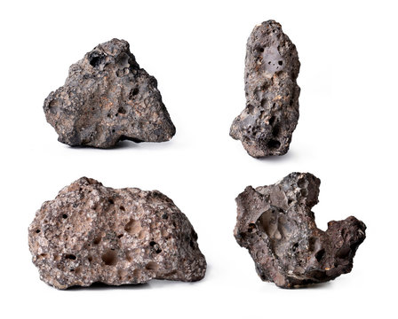 The volcanic stones isolated on white background.