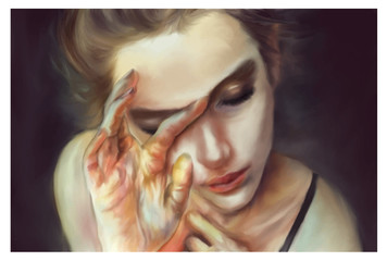 Digital drawing of a girl in canvas style