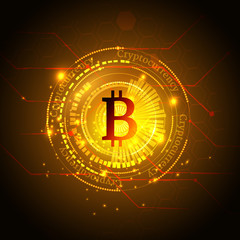 Bitcoin symbol and price chart. Cryptocurrency concept. Futuristic vector design