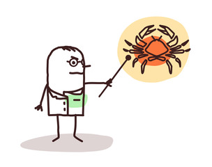 Cartoon Doctor with Cancer Sign