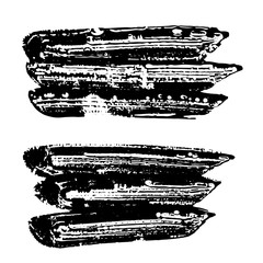 Grunge ink brush strokes set. Freehand black brushes. Handdrawn dry brush textured smears. Modern vector illustration.