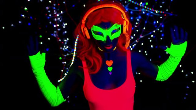 sexy neon glow suit woman