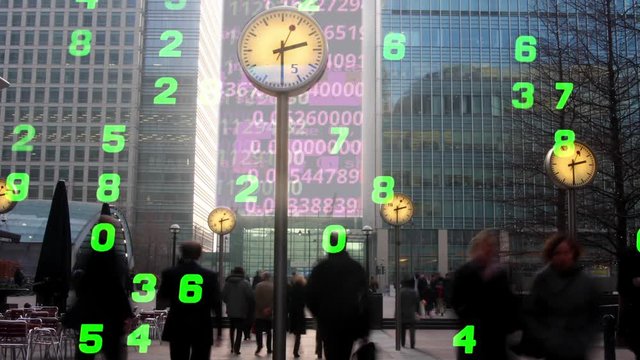 Shot Of Business People Going To Work In London Dockland Financial District .