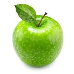 green apple with leaf