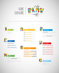 Creative brick based curriculum vitae template.