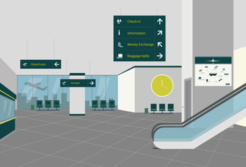 Vector illustration of terminal interior in airport.