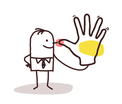 Cartoon Man Making a Snub Hand Sign