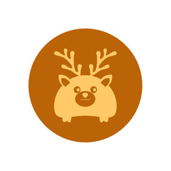 Cute Deer Antler Circular Icon Illustration