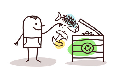 Fototapeta premium Cartoon Man Making Organic Compost