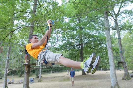 Man On Zip Wire