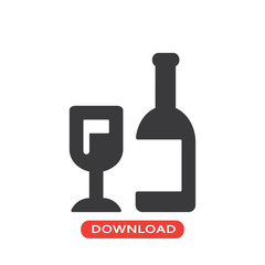 Wine bottle and glass icon