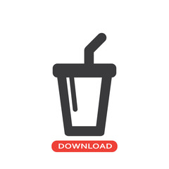 Soda drink glass with a straw icon