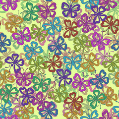Seamless Background, Tile Pattern of Symbolical Colorful Butterflies. Vector