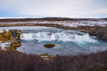 iceland nature, winter travel photo in snow, adventure, trip, hiking, mountains.