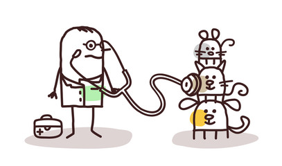 Cartoon Veterinary with Pets