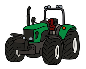The green open heavy tractor