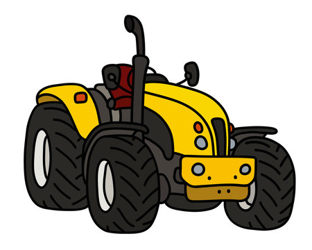 The yellow open heavy tractor