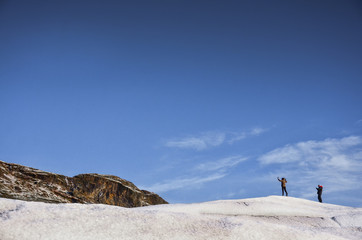 iceland nature, winter travel photo in snow, adventure, trip, hiking, mountains.