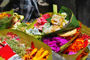 Canang Sari on the Street, Bali, Indonesia