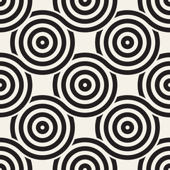 Vector seamless rounded lines texture. Modern geometric circular shape background. Monochrome repeating pattern.