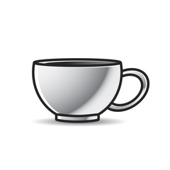 silver color cup with handle vector illustration