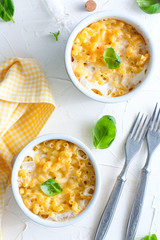 Baked Macaroni and Cheese Casserole, selective focus