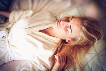 Naklejka premium Middle age woman dreaming .