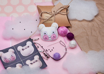 beautiful close-up photo brooches, hand-stitched , and accessories