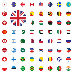 UK round flag icon. Round World Flags Vector illustration Icons Set.