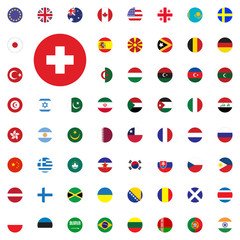 Swiss round flag icon. Round World Flags Vector illustration Icons Set.