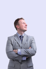 businessman looking at blank space.