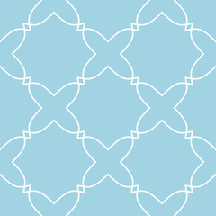 Fototapeta premium Navy blue and white geometric ornament. Seamless pattern