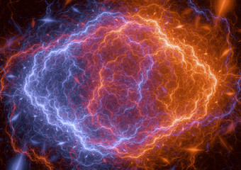 Fire and ice plasma , energy and electrical lightning background