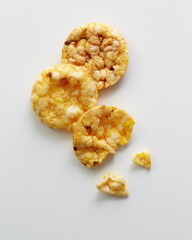 Round corn crackers  on white background