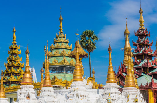 archictecture details of the Shwedagon Pagoda at Yangon (Rangoon) in Myanmar (Burma)