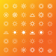 Sun icon line vector set. Sun silhouette. Isolated vector illustration.