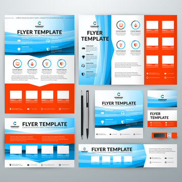 Corporate identity with abstract vector background. Web banner, flyer, leaflet, poster, business card
