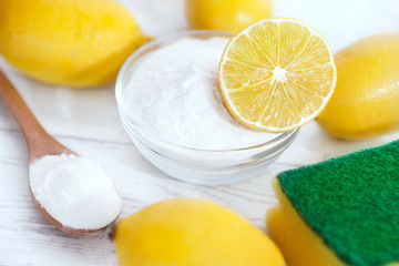 Organic cleaners, baking soda with lemon