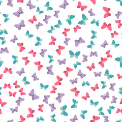 Cute seamless butterfly pattern. Spring or summer vector background