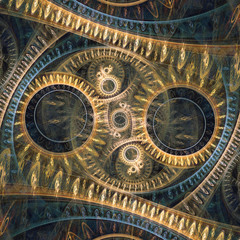 Abstract mechanical fractal, steampunk machine