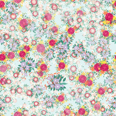 Cute seamless floral pattern. Spring or summer vector background