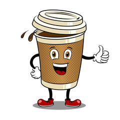Coffee cup and thumb up pop art vector
