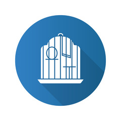 Birdcage flat design long shadow glyph icon