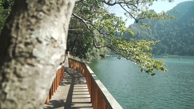 walking on board walk on dayang bunting island Langkawi, Malaysia