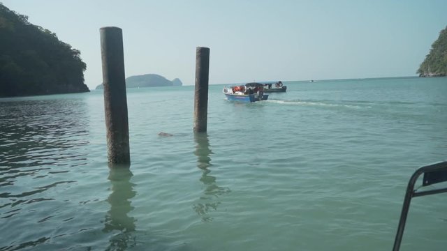 Tourist boats in Langkawi Malasyia Island - dayang bunting island.