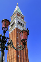 Venice historic city center, Veneto rigion, Italy - view on the Saint Marc Square - and the Saint Marc bell tower