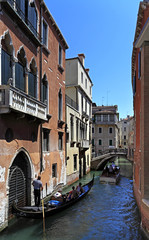 Venice historic city center, Veneto rigion, Italy - canals and tenement houses of the San Marco...